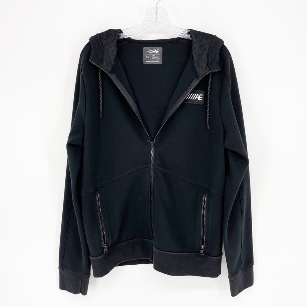American Eagle Black Zip Up Sweatshirt Size Medium